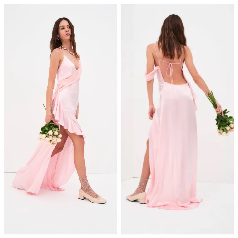 For Love & Lemons James pink romantic maxi dress New Small